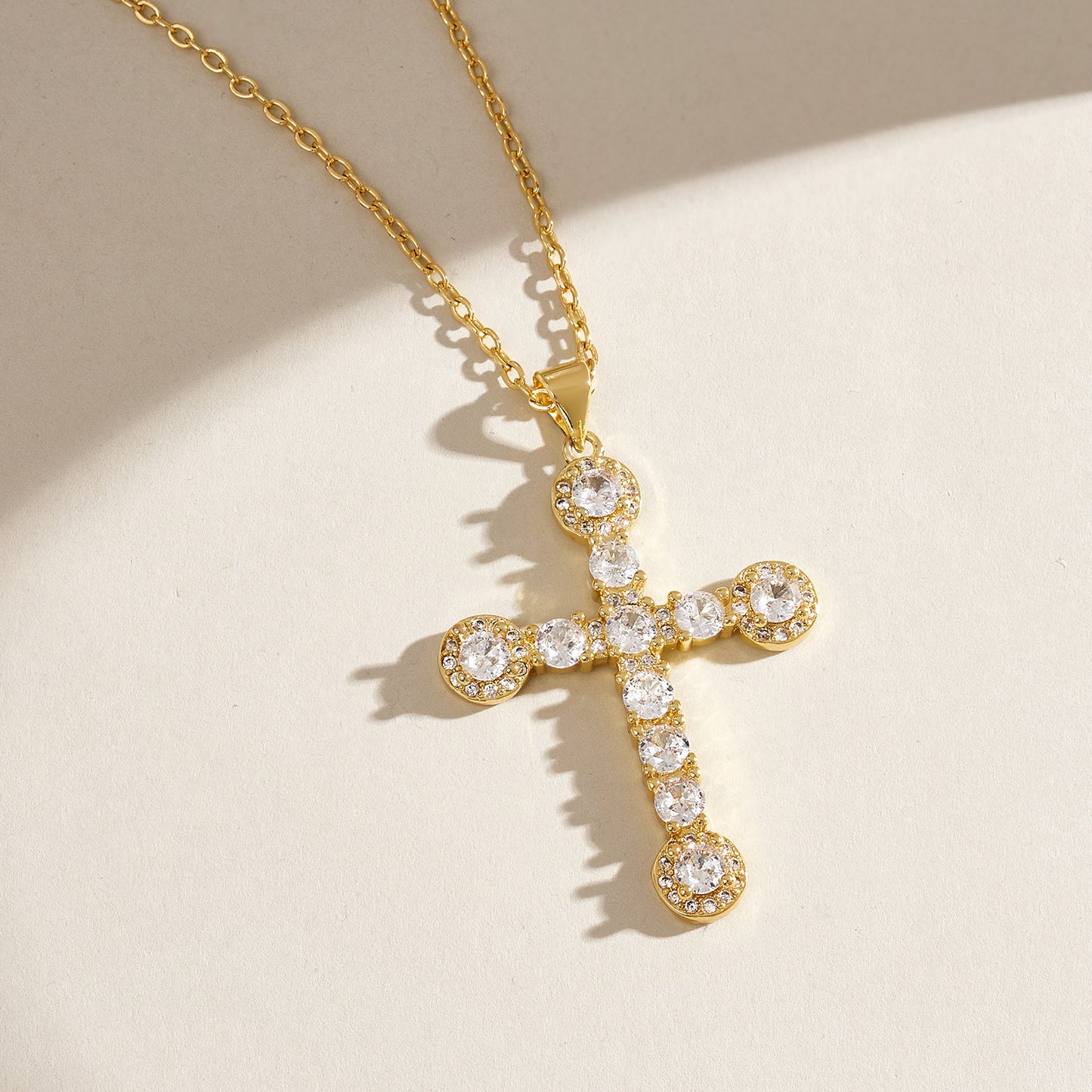 KissYan Cross Necklace Cubic Zirconia Faith Pendant