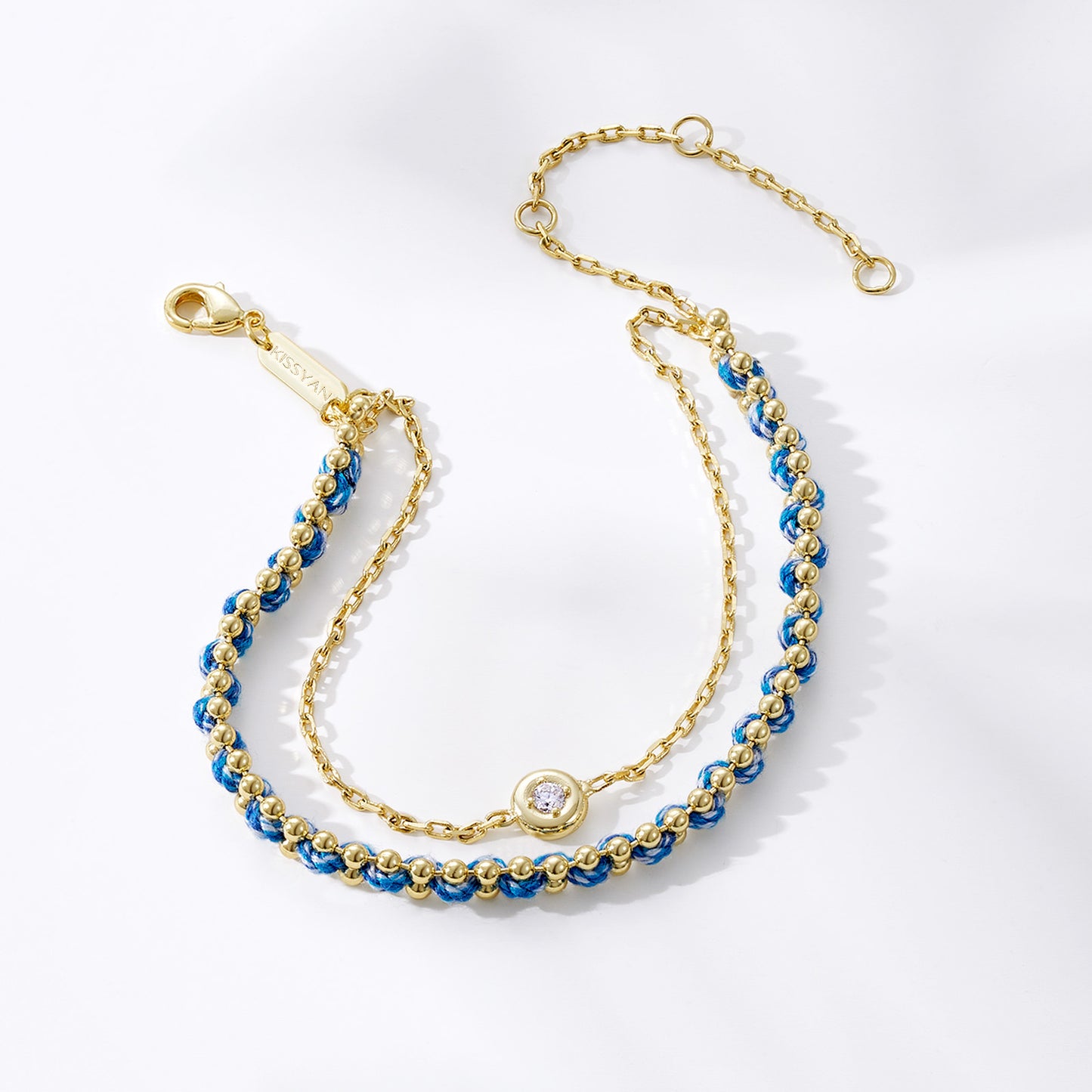 KissYan Adjustable Sports String Stackable Bracelet 14K Gold Plated