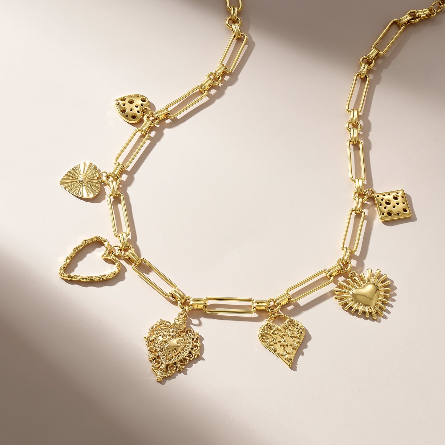 KissYan Chunky Love Heart Pendant Charm Necklace