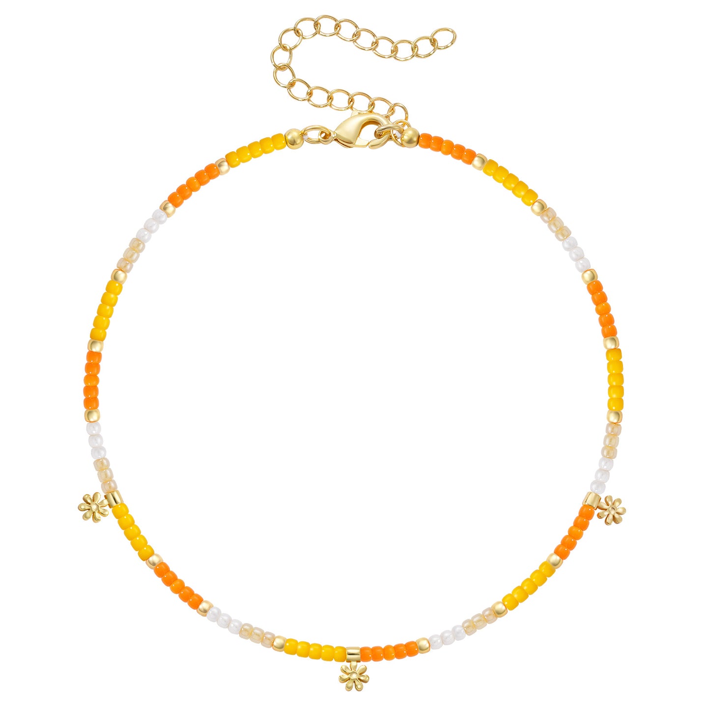 KissYan Beaded Ankle Bracelet with Charm, Waterproof Gift for Women