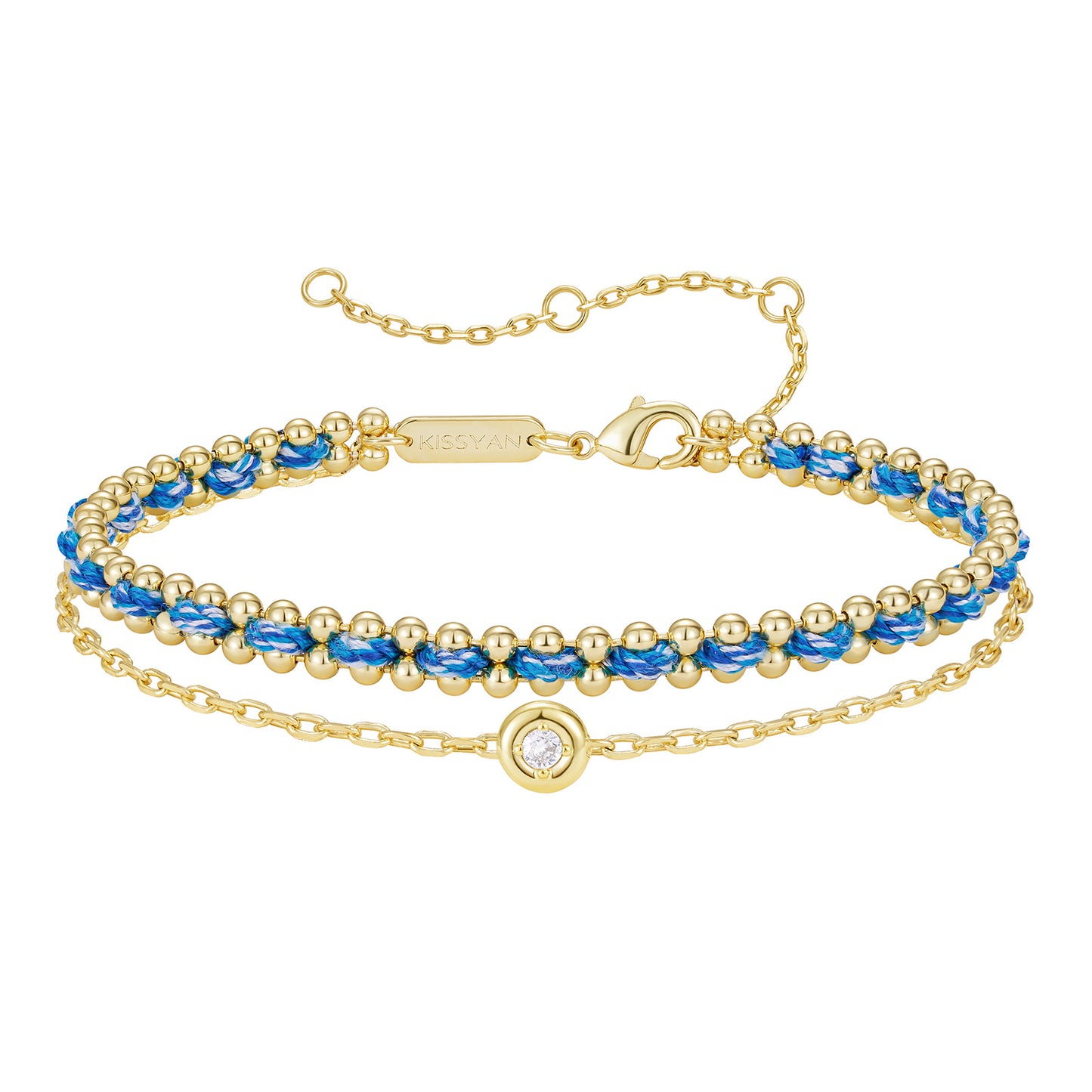 KissYan Adjustable Sports String Stackable Bracelet 14K Gold Plated