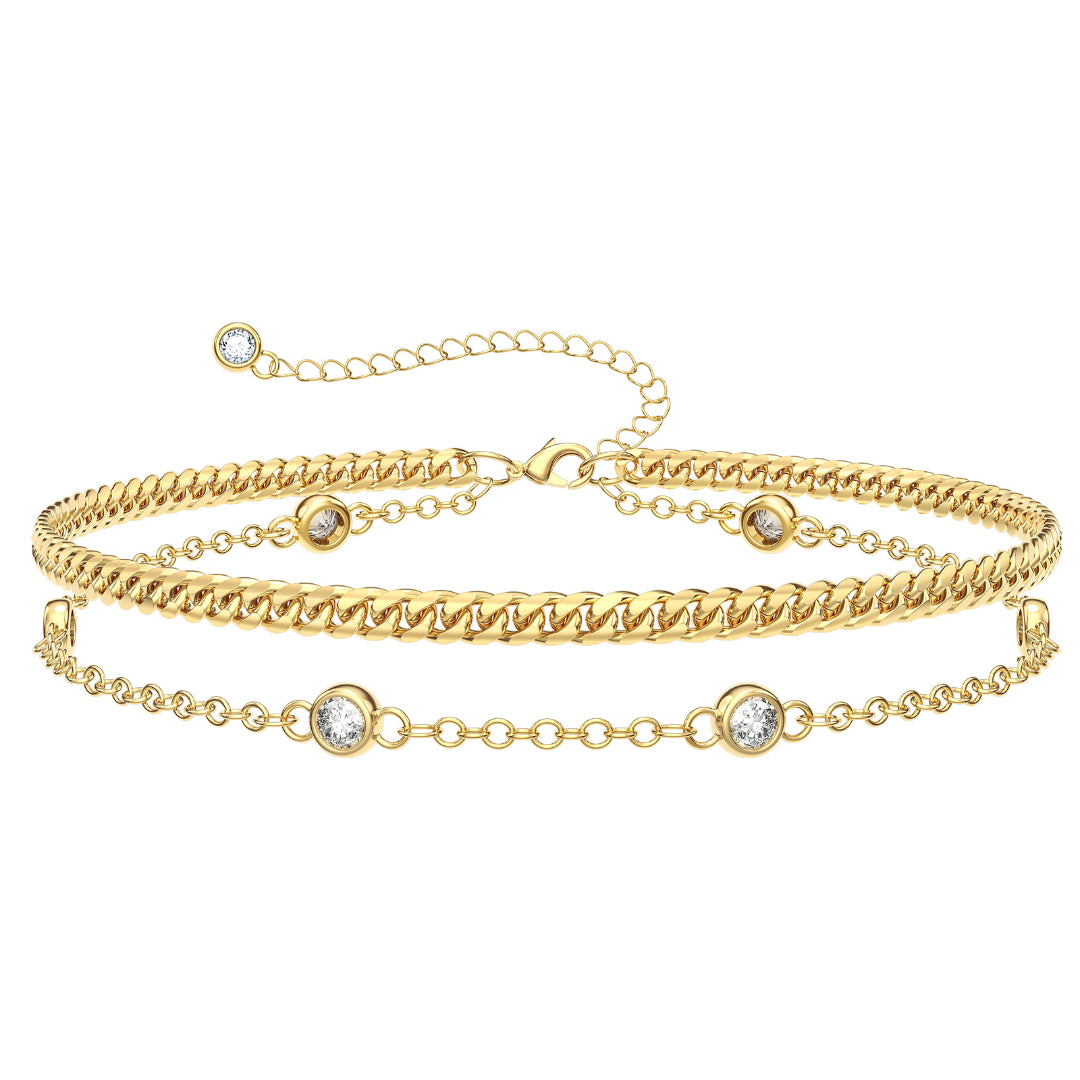 Delicate Double Layered Gold Bracelet, Dainty Gold Bracelet Set