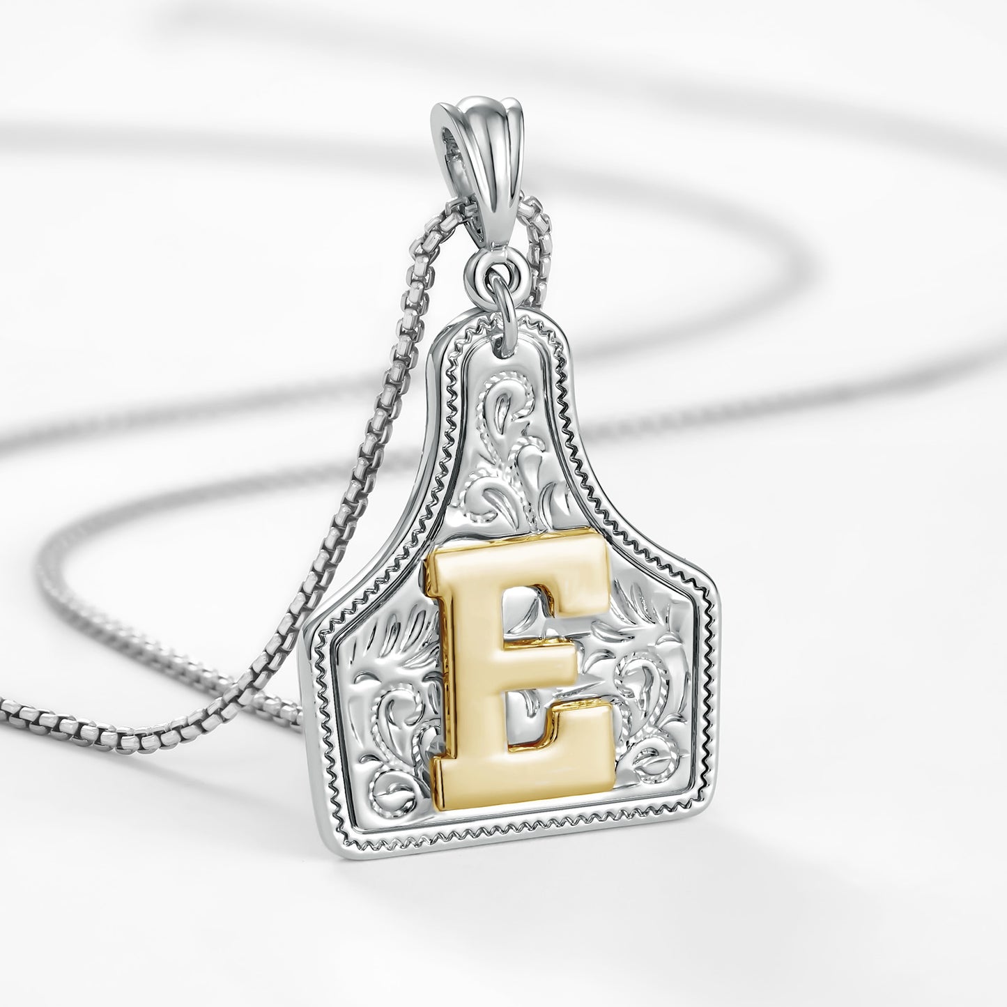 KISSYAN Letter Pendant CowTag Initial Necklace