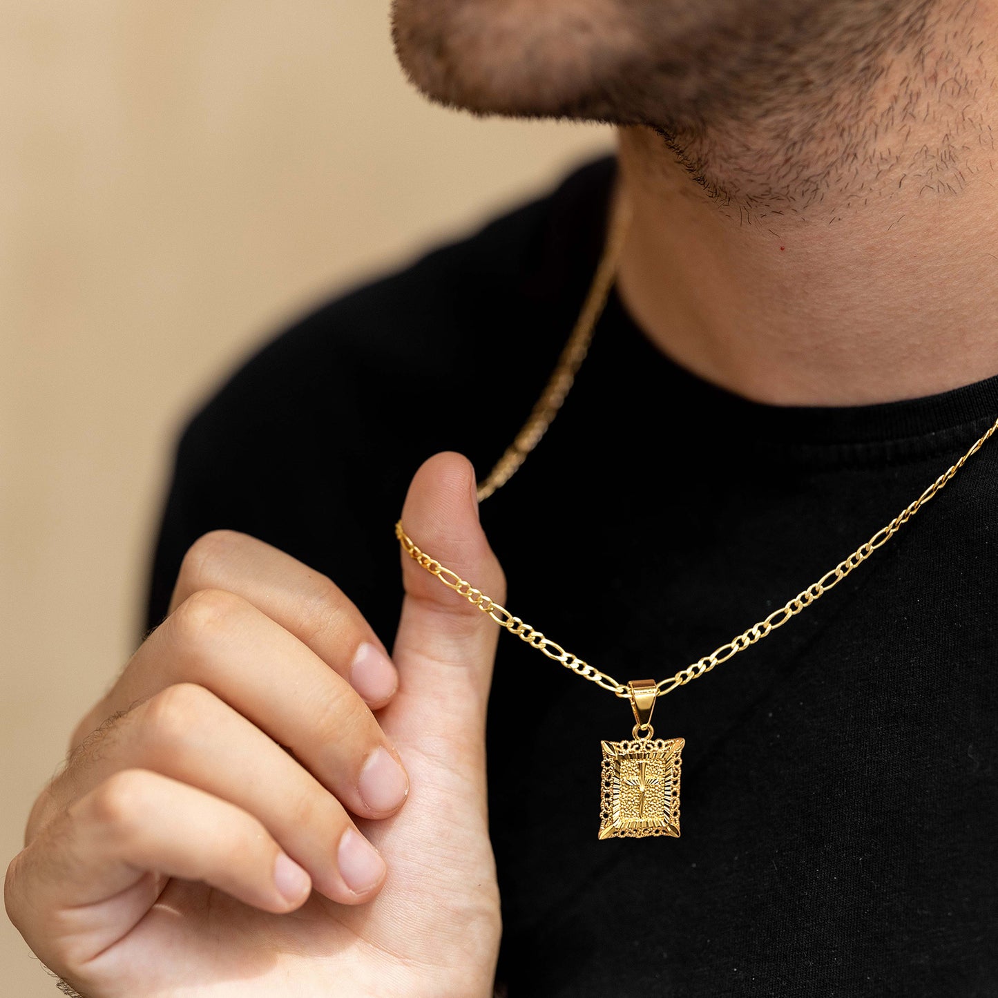 KissYan Cross Square Pendant Faith Christian Necklace
