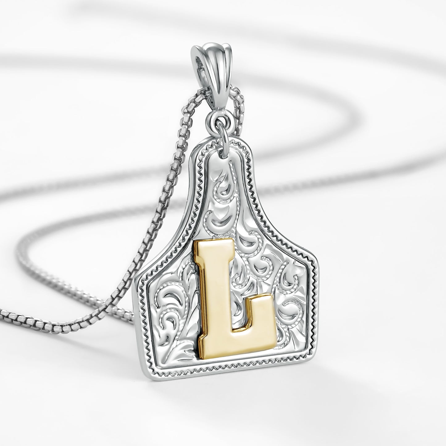 KISSYAN Letter Pendant CowTag Initial Necklace