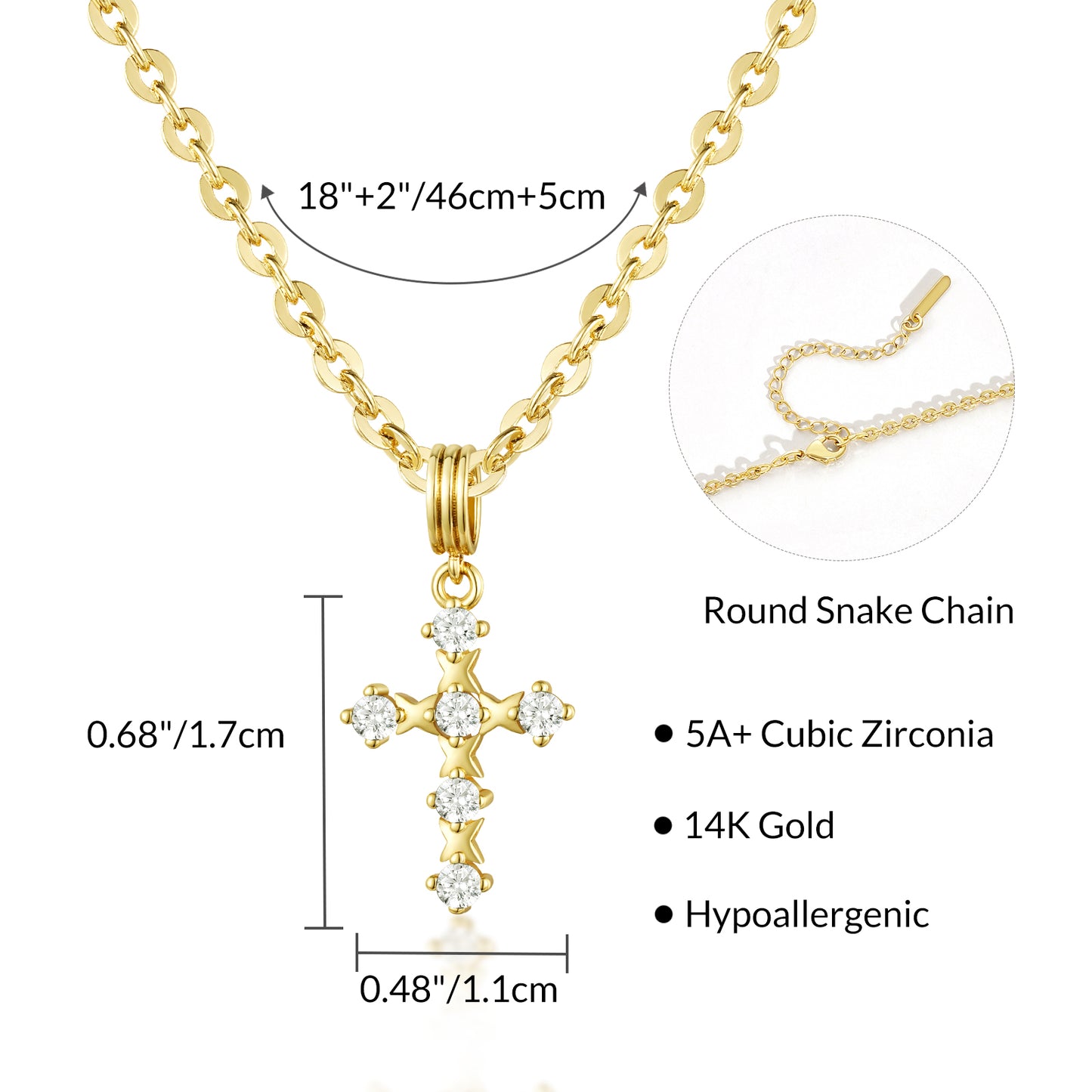 KissYan 14K Gold Plated Layered Cross Faith Necklace