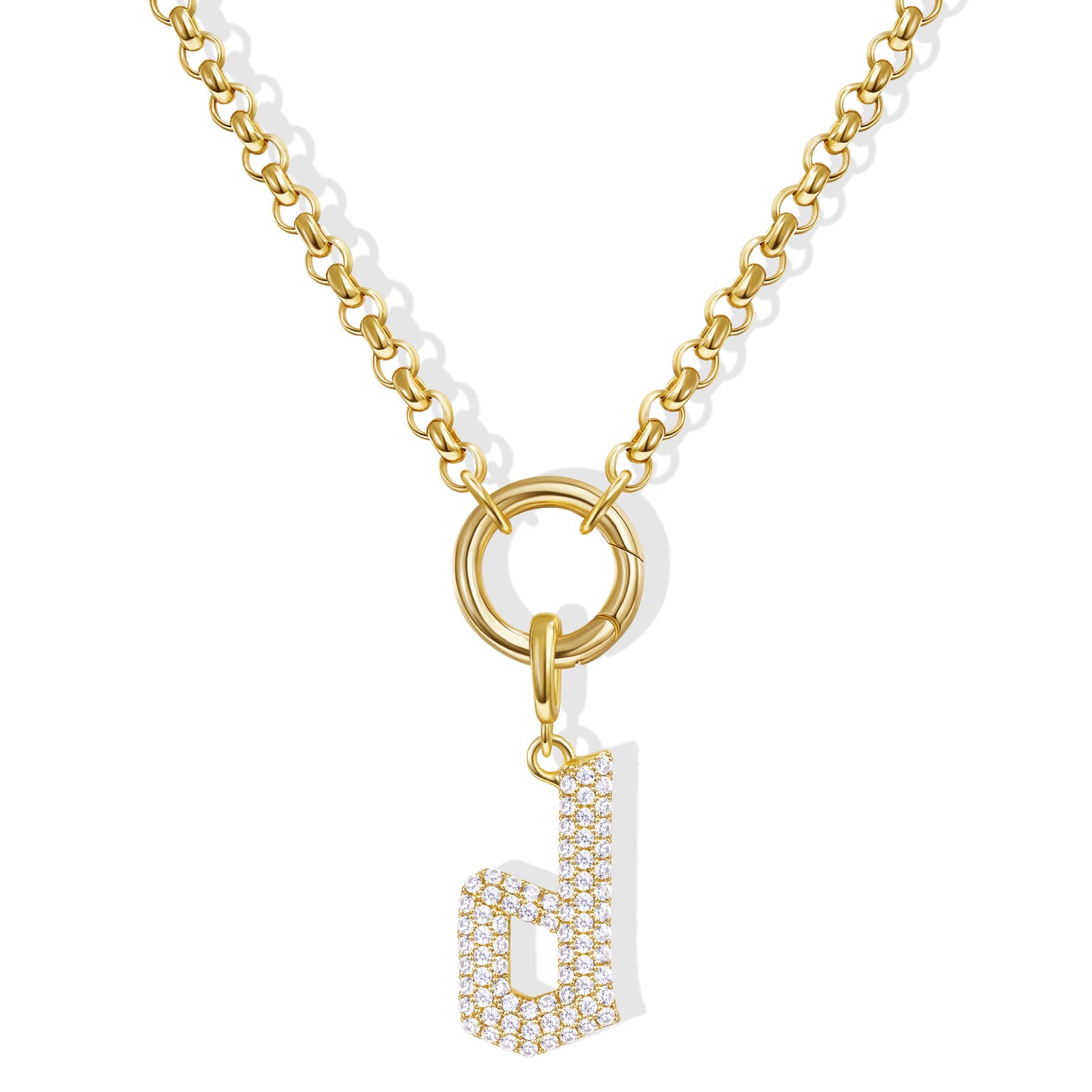 KissYan Plated Initial Letter Pendant Box Chain Necklace
