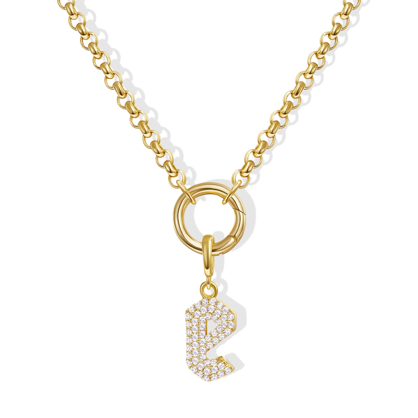 KissYan Plated Initial Letter Pendant Box Chain Necklace