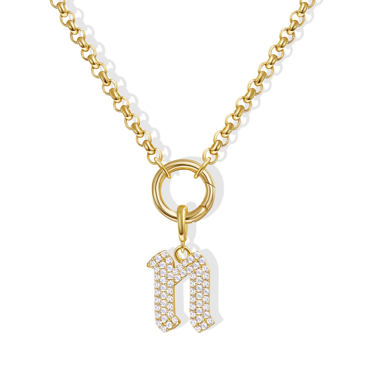 KissYan Plated Initial Letter Pendant Box Chain Necklace