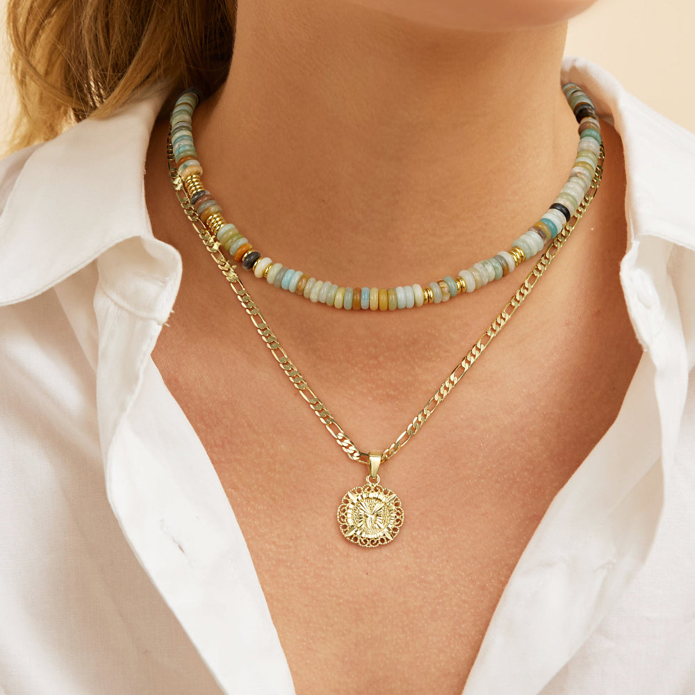 Boho Green Aventurine Beaded Choker Natural Stone Necklace