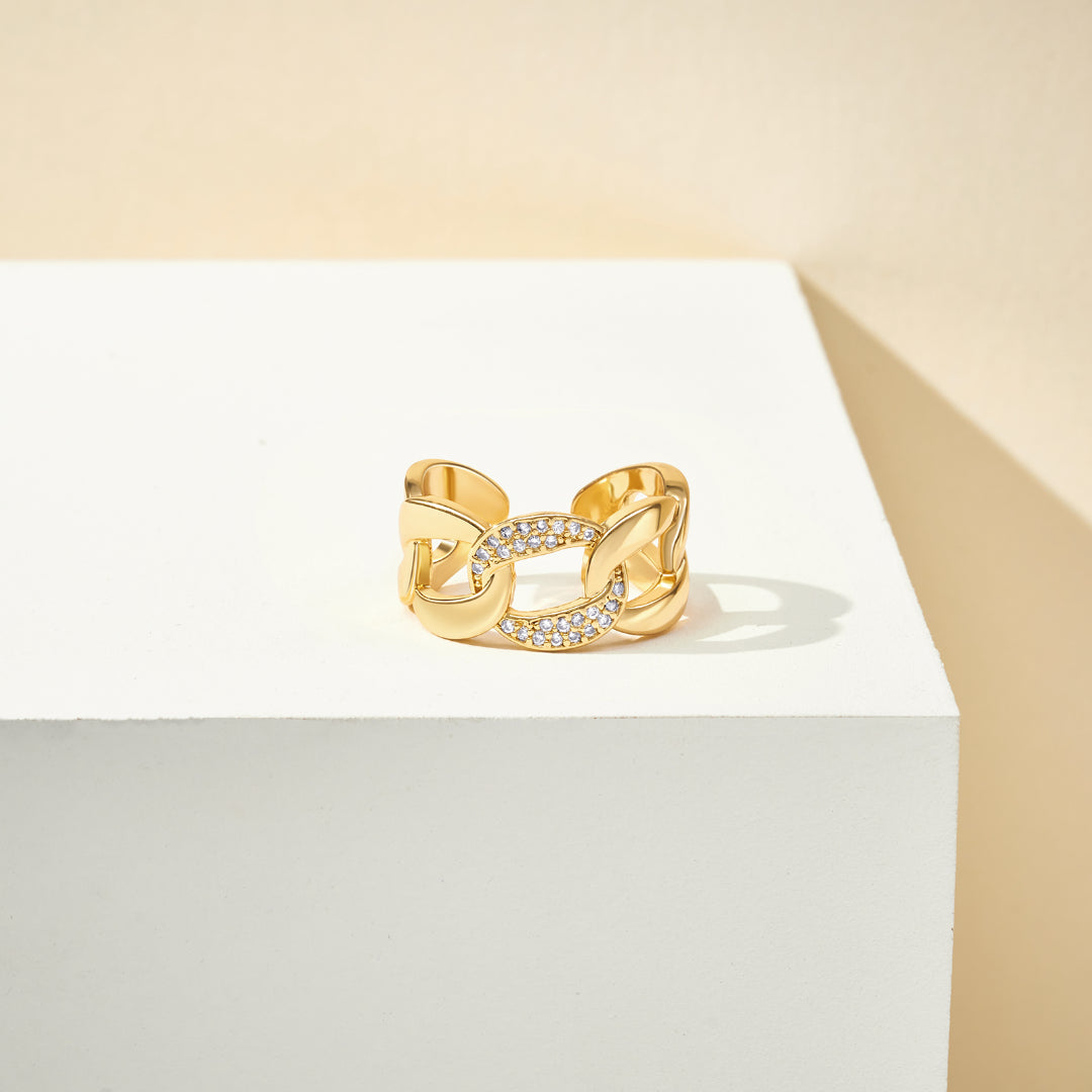 Adjustable Open Chunky Finger Rings-Cuban Link