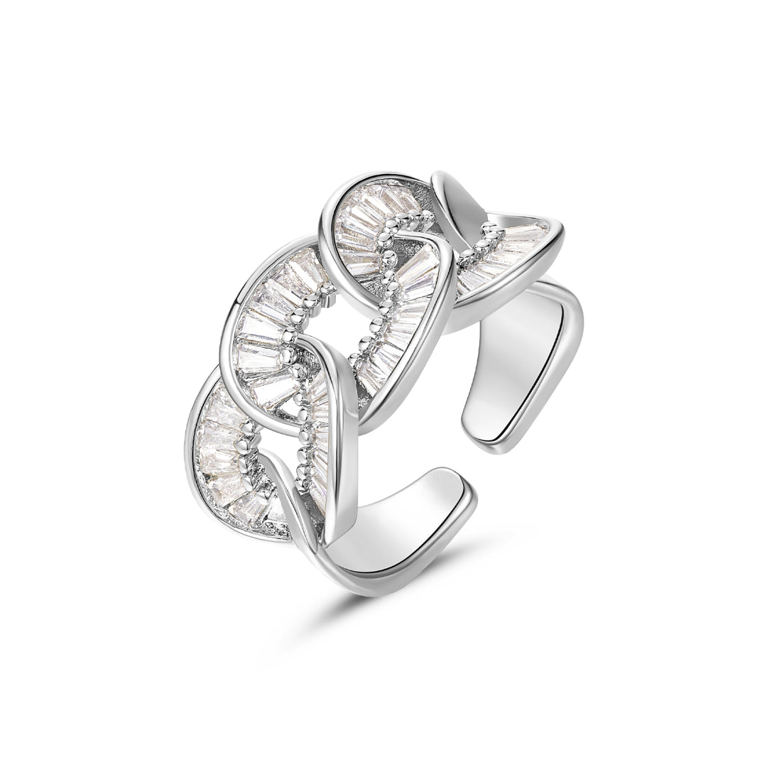 Adjustable Open Chunky Finger Rings-Baguette