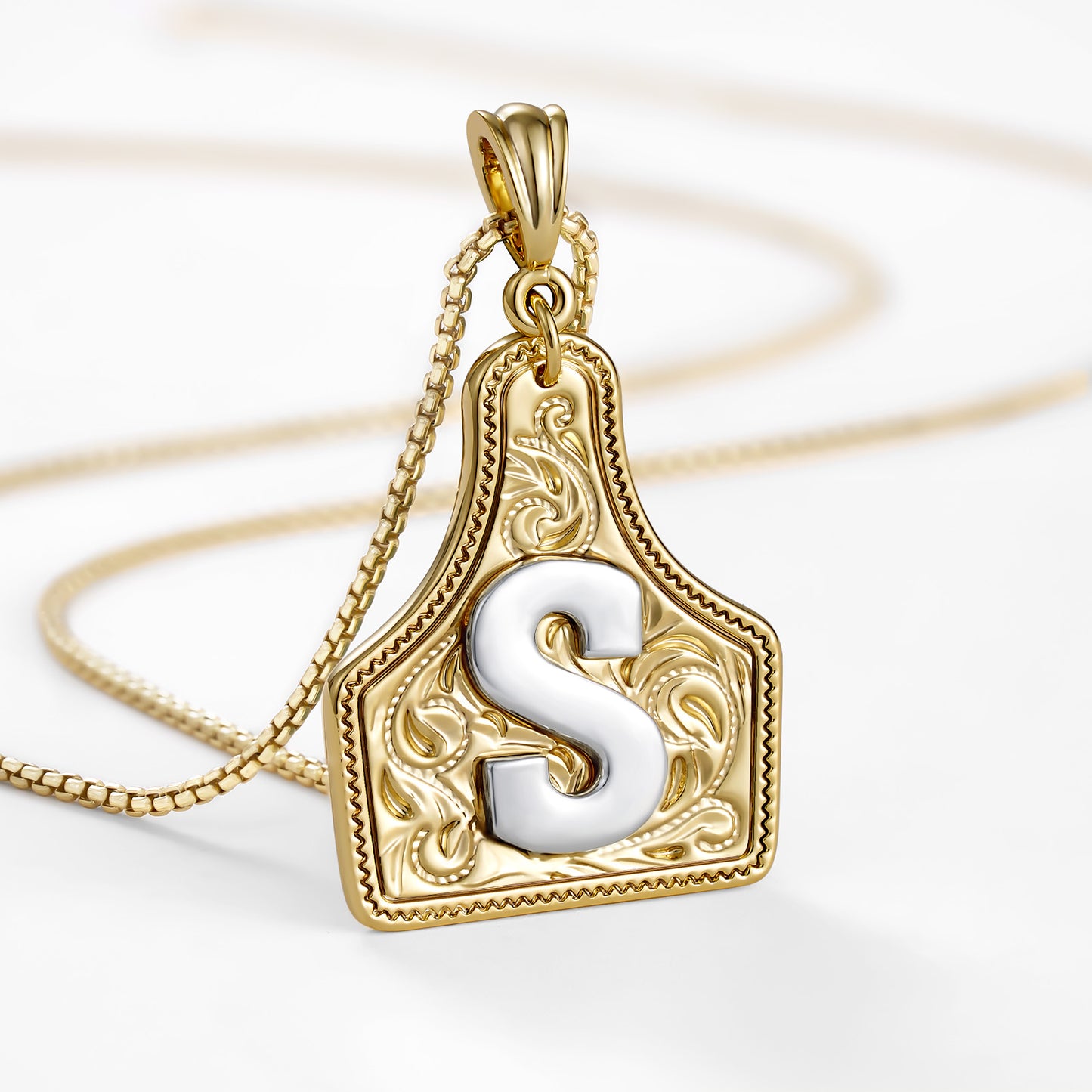 KISSYAN Letter Pendant CowTag Initial Necklace