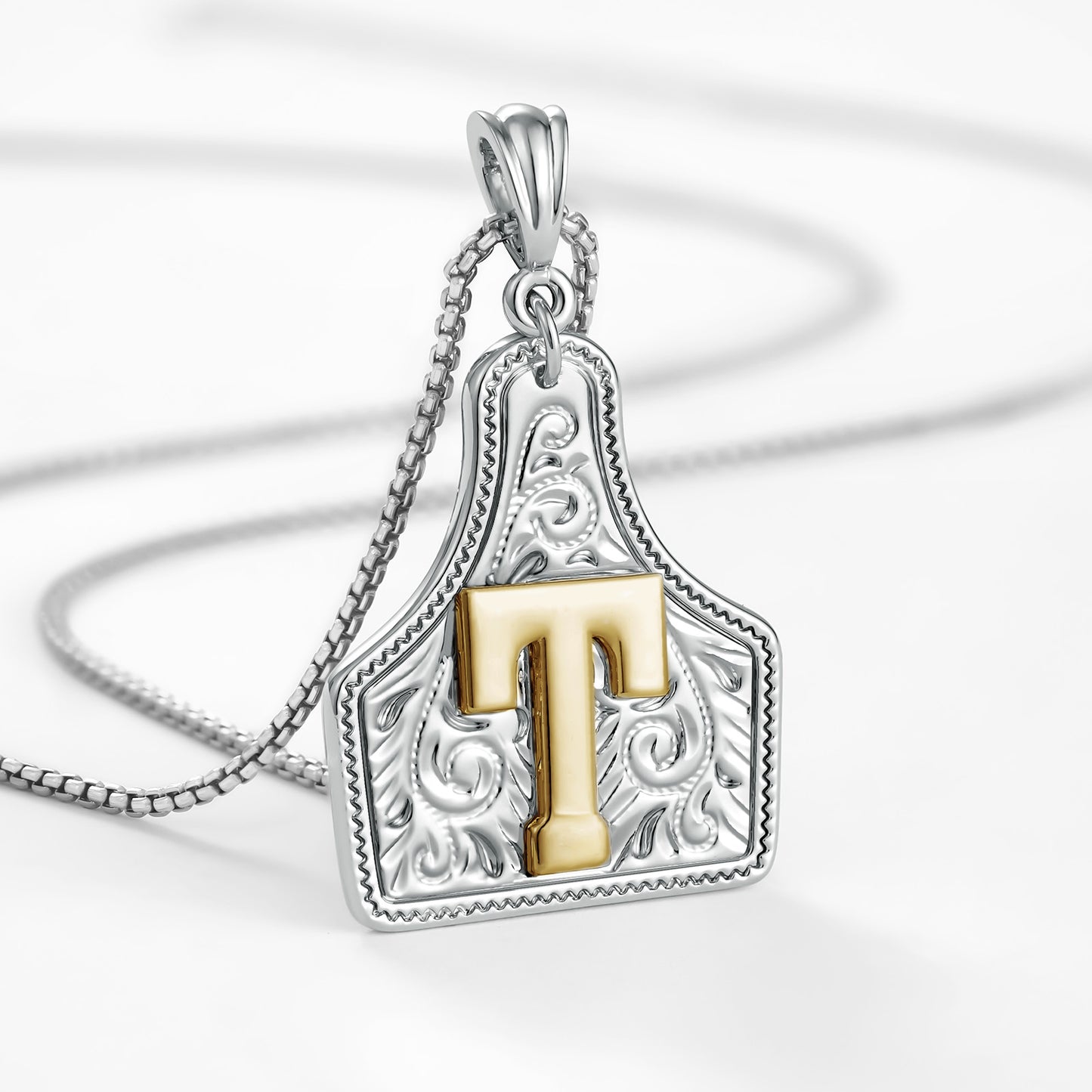 KISSYAN Letter Pendant CowTag Initial Necklace