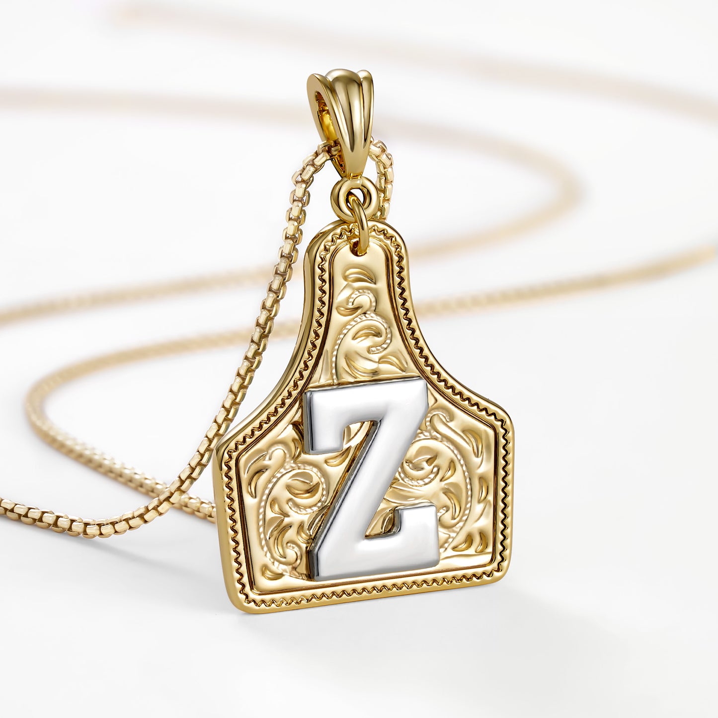 KISSYAN Letter Pendant CowTag Initial Necklace