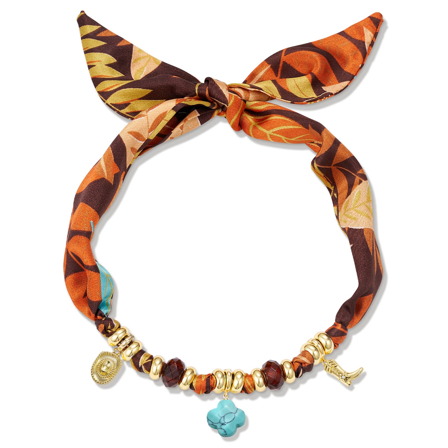 KissYan Western Cowgirl Scarf Charm Necklace, Bandana Necklace