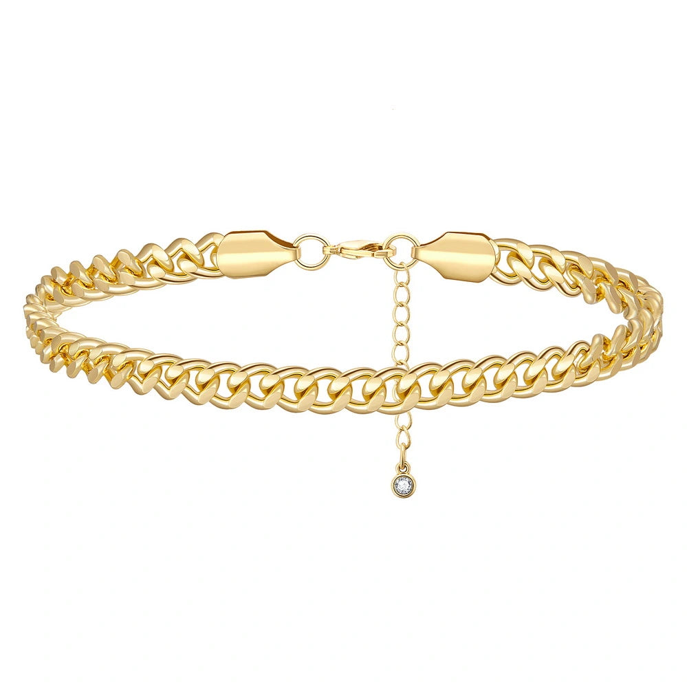 Dainty 14k Gold Adjustable Ankle Bracelets- 6mm Cuban – kissyanjewelry