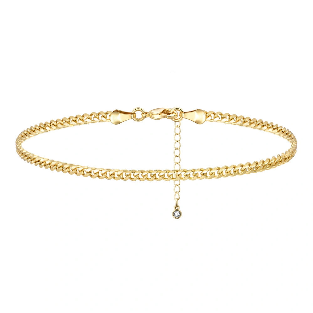 Ankle bracelet gold on sale 14k