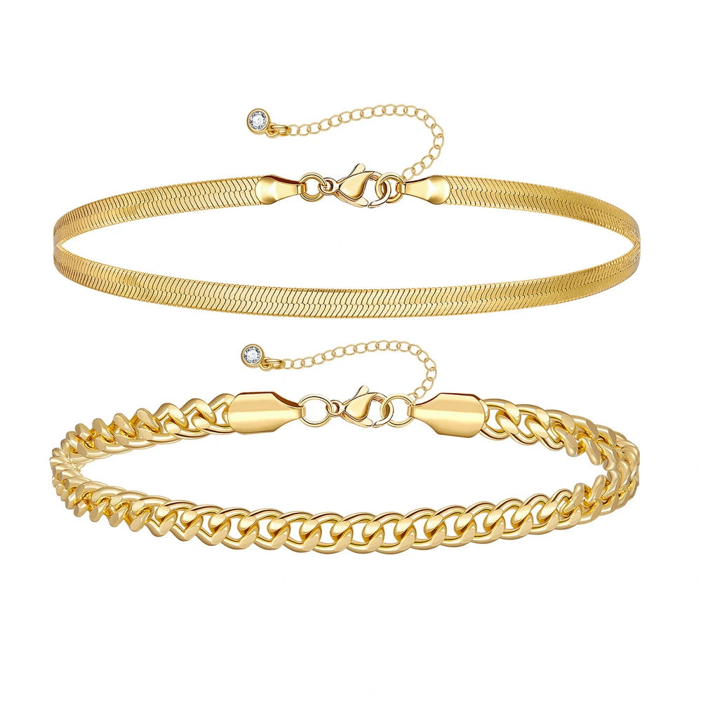  Ankle Bracelets for Women Gold Plated Dainty Layered