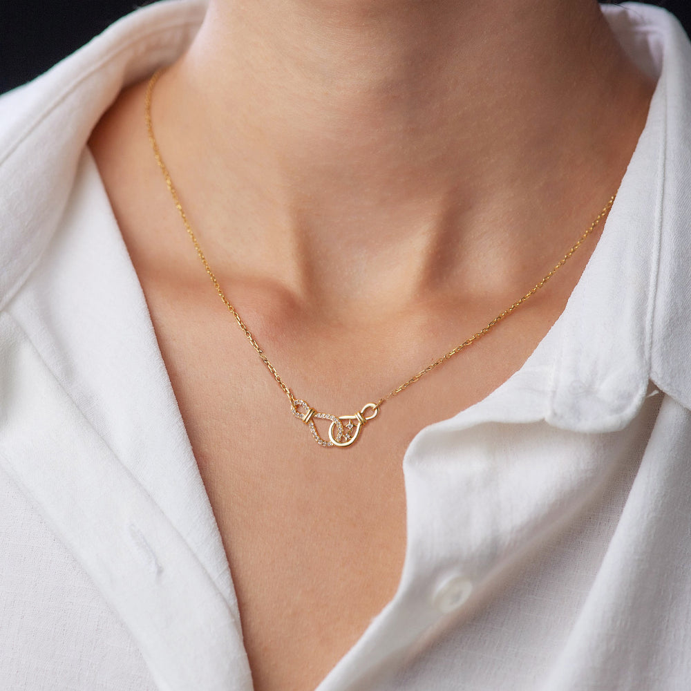 Fashion Chain Double Knot Necklace with Diamonds