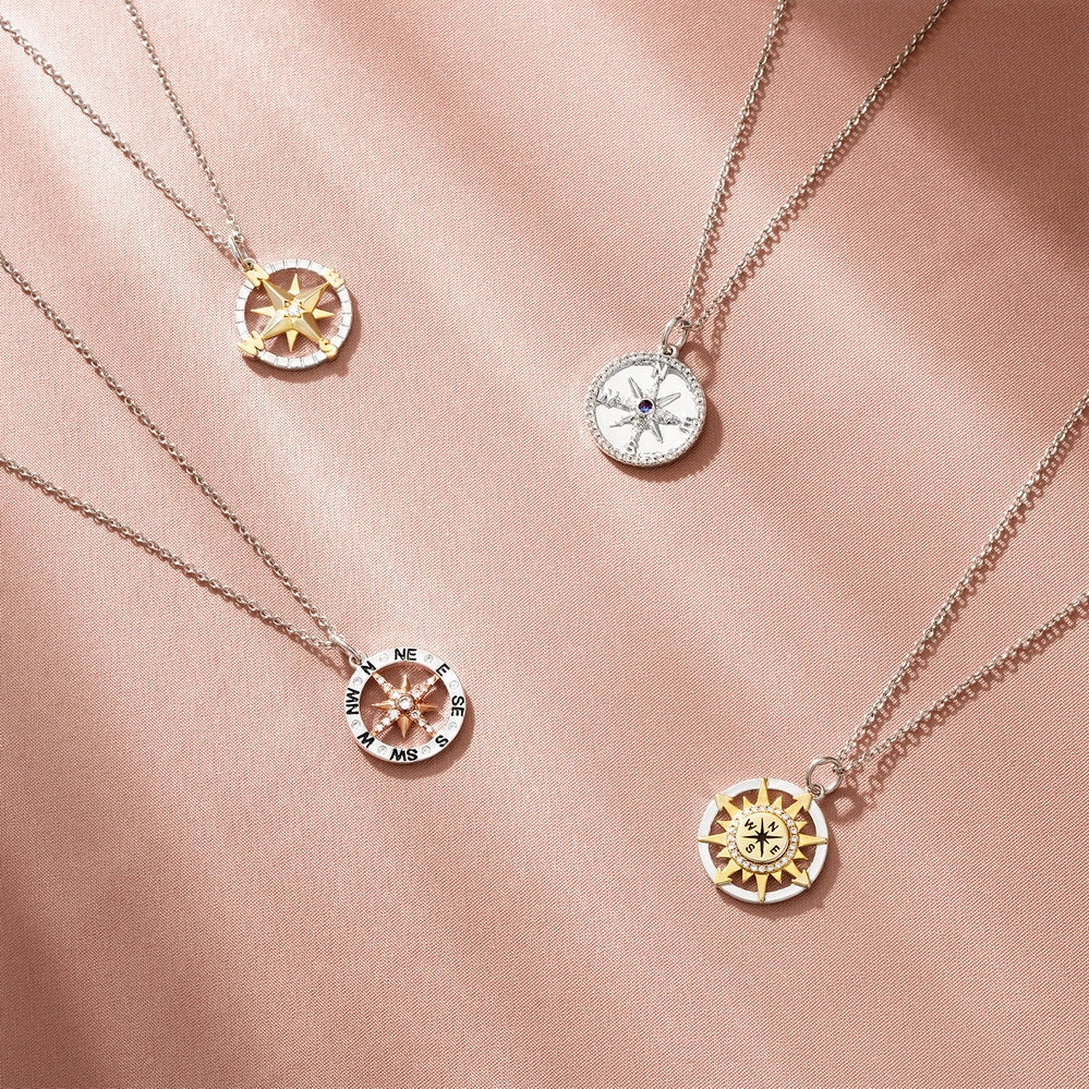 Graduation Season Platinum Compass Necklace
