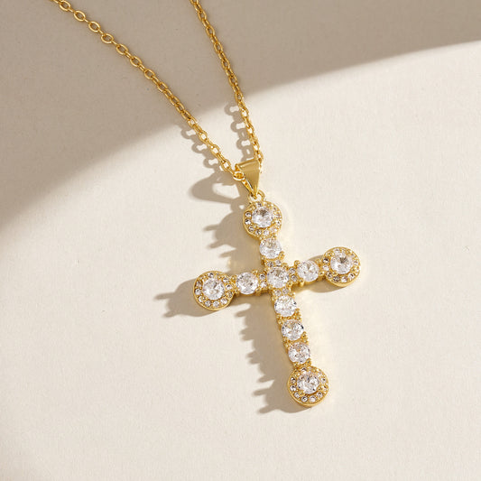 KissYan Cross Necklace Cubic Zirconia Faith Pendant