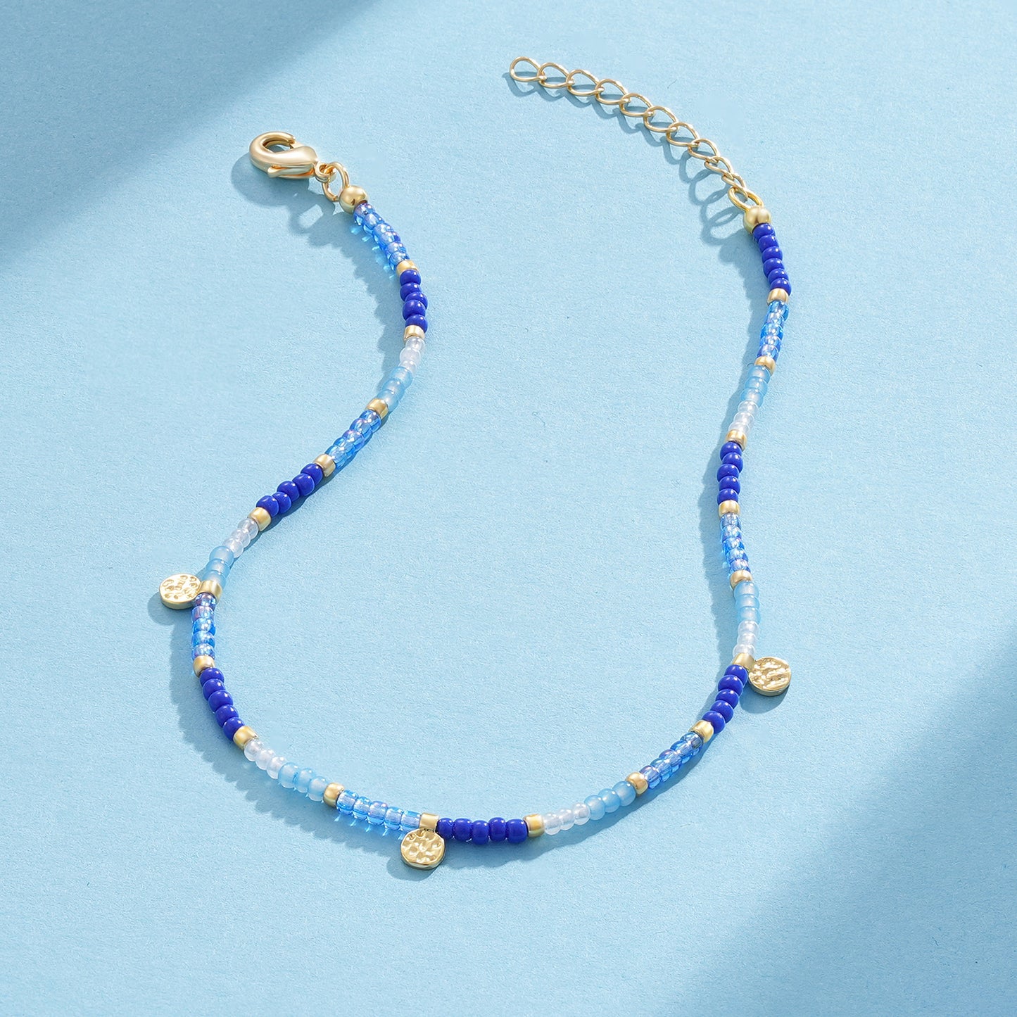 KissYan Beaded Ankle Bracelet with Charm, Waterproof Gift for Women