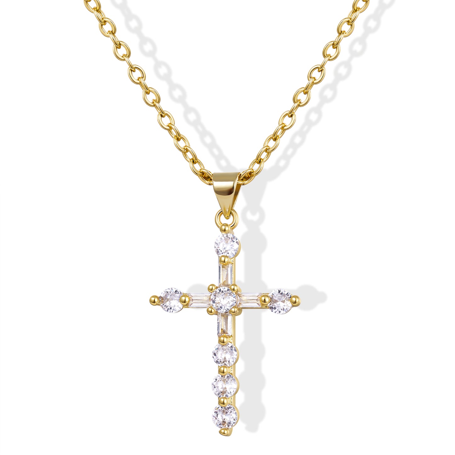 KissYan Cross Necklace Cubic Zirconia Faith Pendant