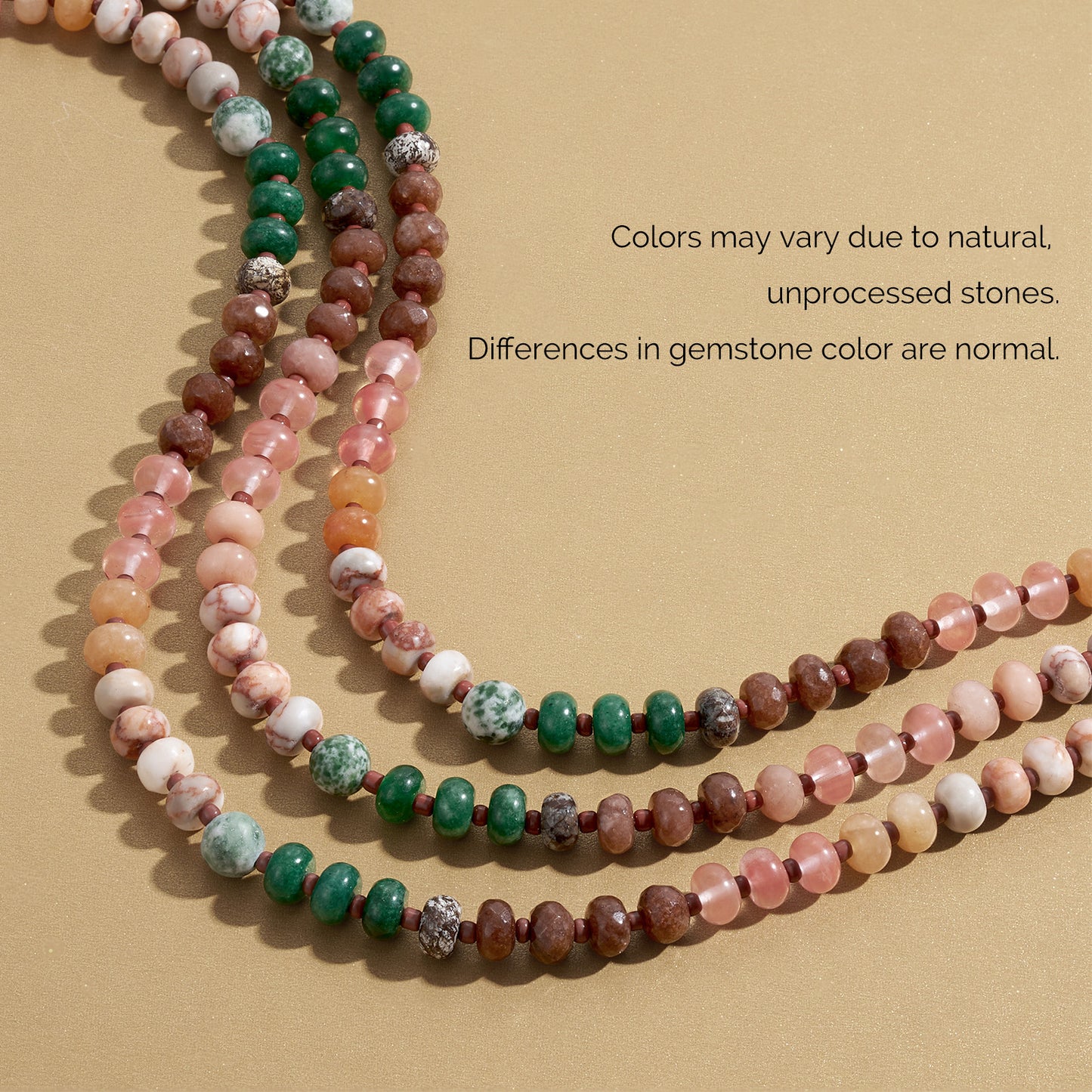 KissYan Colorful Gemstone Bead Boho Choker Natural Stone Necklaces