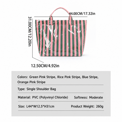 Striped Tote Bag – Lightweight Large-Capacity Handbag for Commuting & Travel