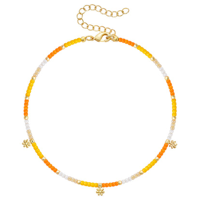 KissYan Beaded Ankle Bracelet with Charm, Waterproof Gift for Women