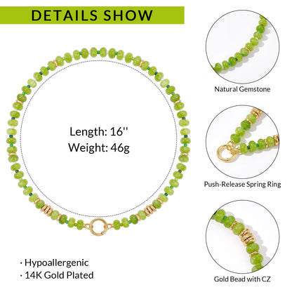 KissYan Beaded Boho Choker Natural Stone Gold Clasp Beach Gift