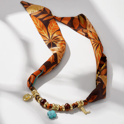 KissYan Western Cowgirl Scarf Charm Necklace, Bandana Necklace
