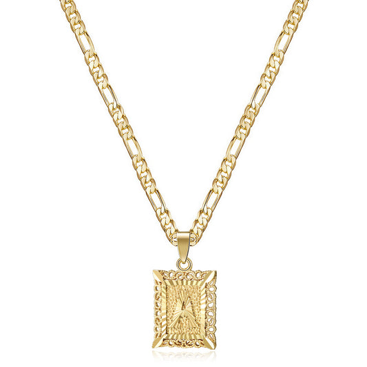14k Gold Plated Initial Letter Pendant Necklace for Men Women