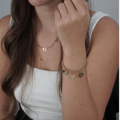 Personalized Mother's Heart Bracelet with Custom Names & Birthstones in Sterling Silver