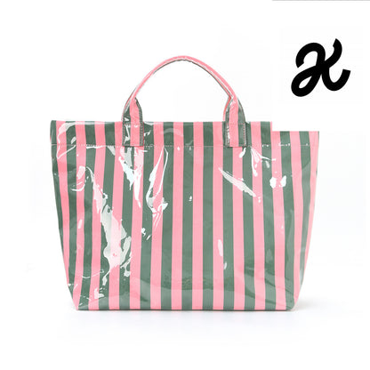 Striped Tote Bag – Lightweight Large-Capacity Handbag for Commuting & Travel