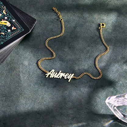 Custom Name Anklet Sterling Silver