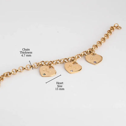 Personalized Mother's Heart Bracelet with Custom Names & Birthstones in Sterling Silver