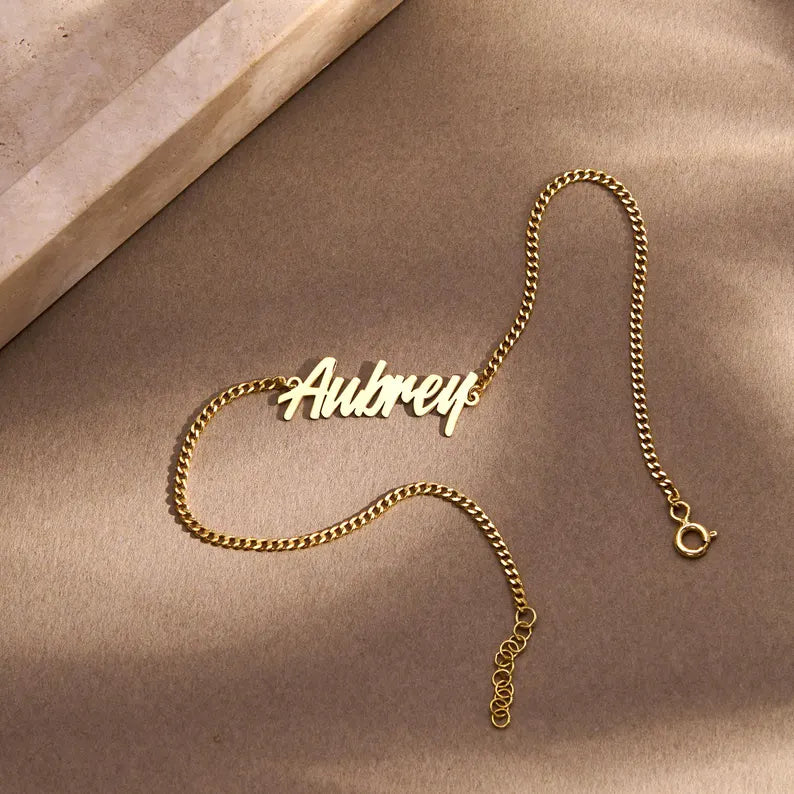 Custom Name Anklet Sterling Silver