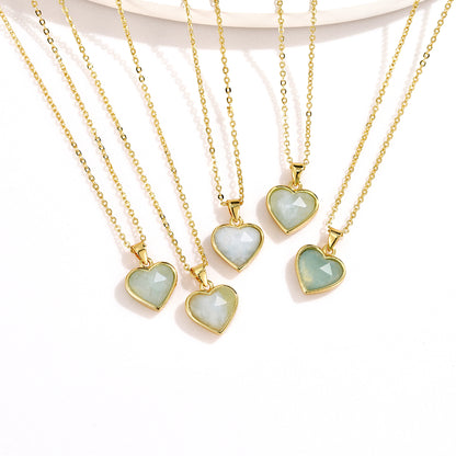 Natural Aquamarine Heart Pendant Necklace