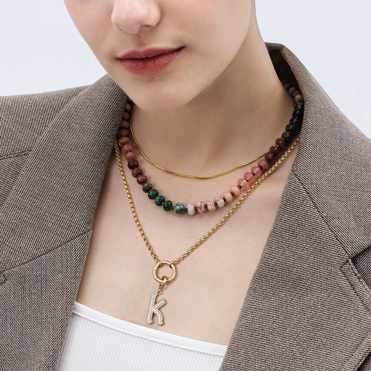 KissYan Colorful Gemstone Bead Boho Choker Natural Stone Necklaces