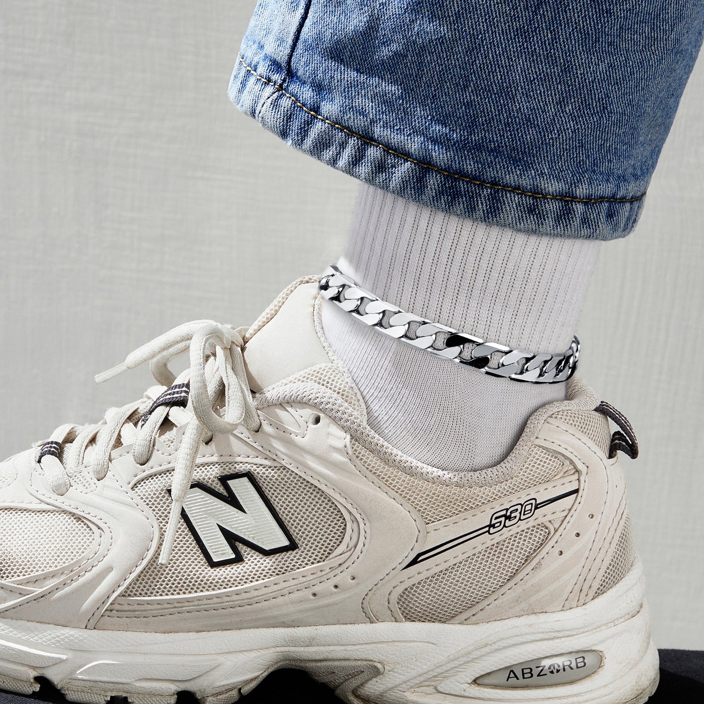 KissYan Gold Ankle Bracelets for Women,Chunky Cuban Link Chain Summer Beach Foot Jewelry