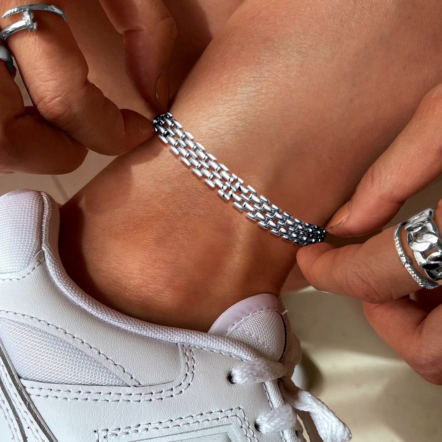 KissYan Gold Ankle Bracelets for Women,Chunky Cuban Link Chain Summer Beach Foot Jewelry