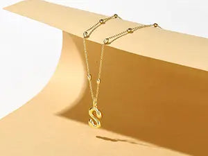 KissYan Bubble Letter Necklace,14K Gold Plated Balloon Initial Pendant with Bead Chain Dainty Jewelry Gift for Women