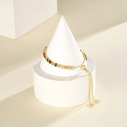 Adjustable Slider Teardrop Diamond Tennis Bracelets-Colorful CZ