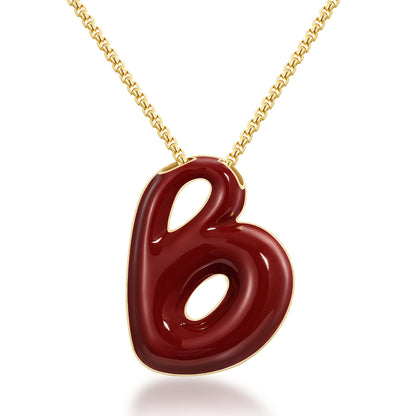 14K Gold Plated Enamel Initial Pendant Letter Necklace