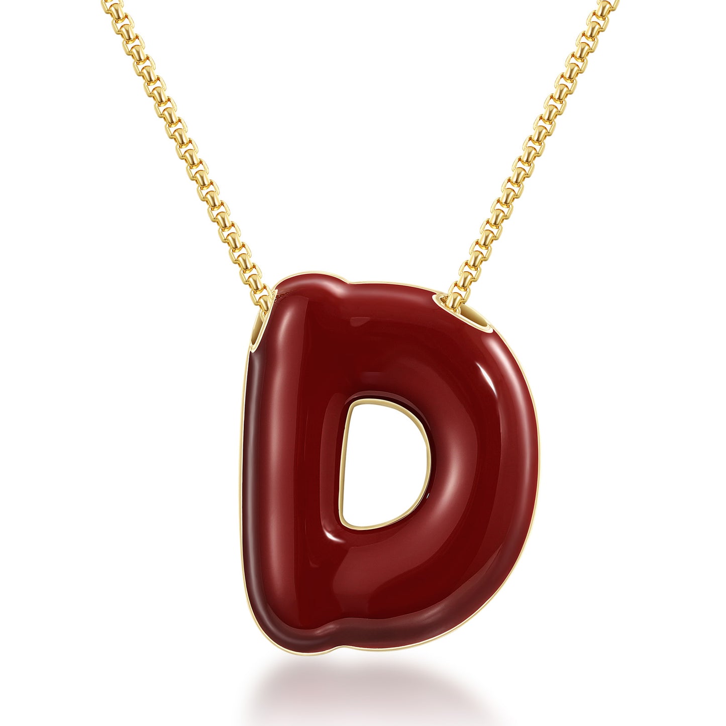 14K Gold Plated Enamel Initial Pendant Letter Necklace