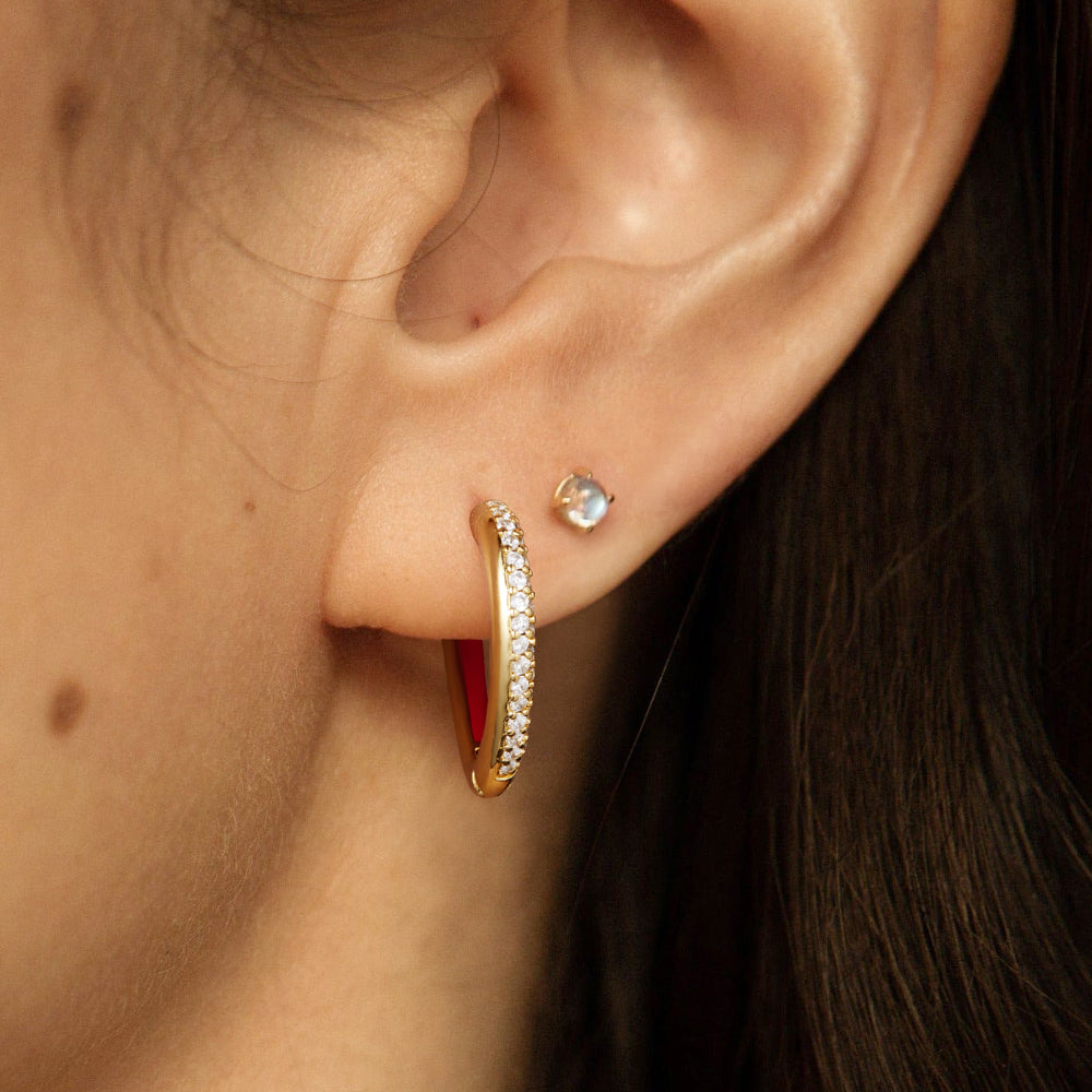 Red Enamel Heart-shaped Huggie Hoop Earrings