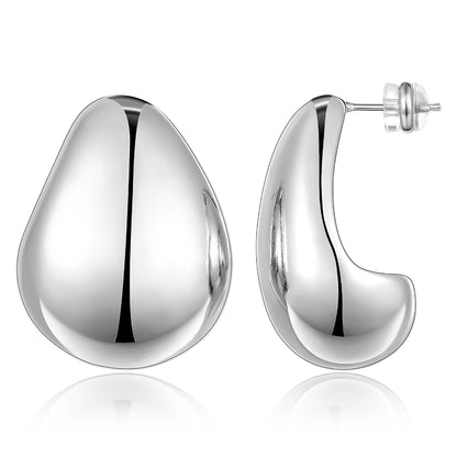 Thick Chunky Dome Hoop Earrings with S925 Post