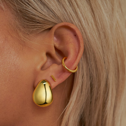 Thick Chunky Dome Hoop Earrings with S925 Post